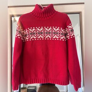 Talbots Red and White Turtleneck Sweater